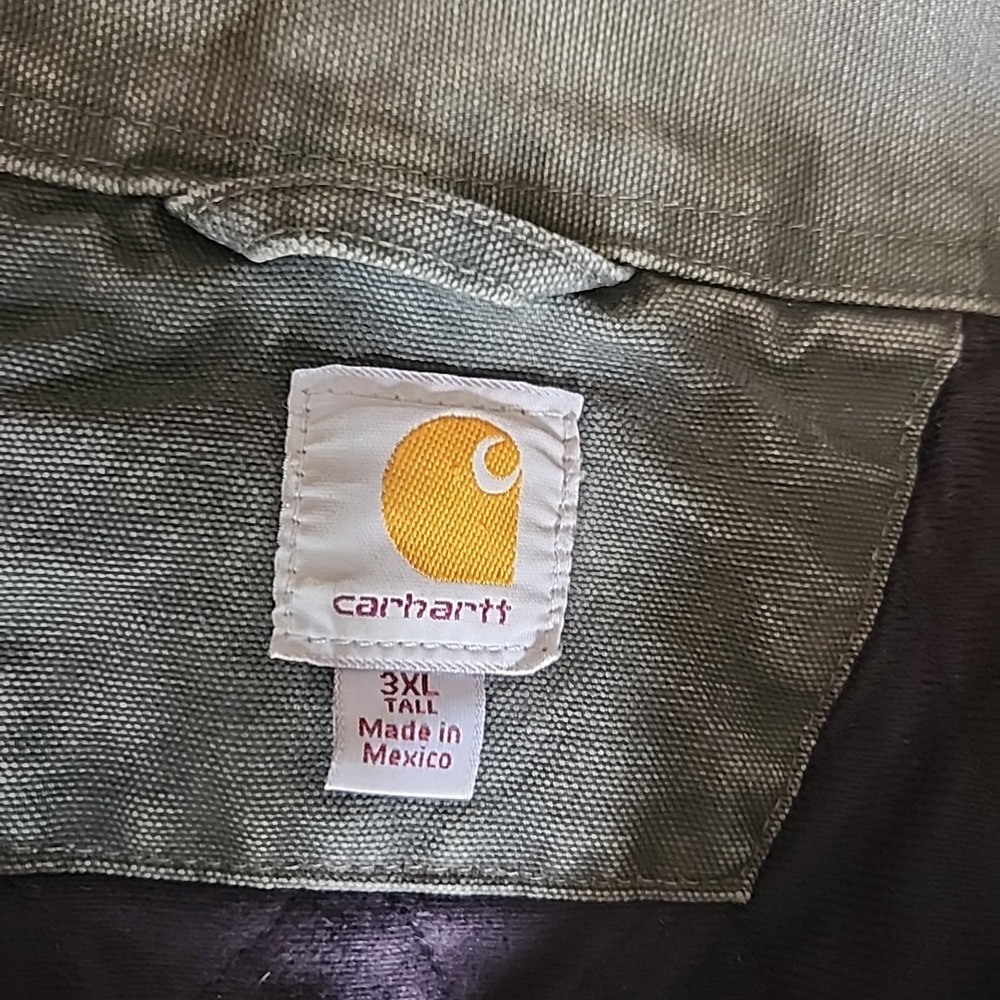 Vtg Carhartt Thrashed Moss Green Field Coat Men 3XL Work Grunge Industrial Grit - Picture 2 of 16